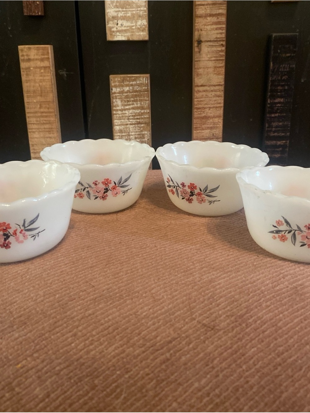 Fire King Milk Glass Primrose Custard Dishes set of four